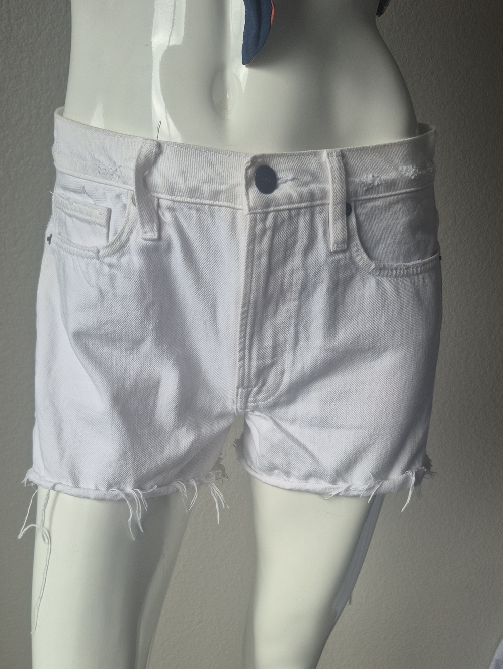Frame Denim White Distressed Cutoff Jean Shorts